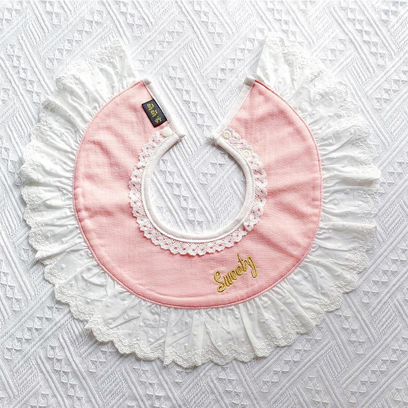 Baby Cotton Bib Saliva Towel Round Lace Saliva Pocket 0-2 years old