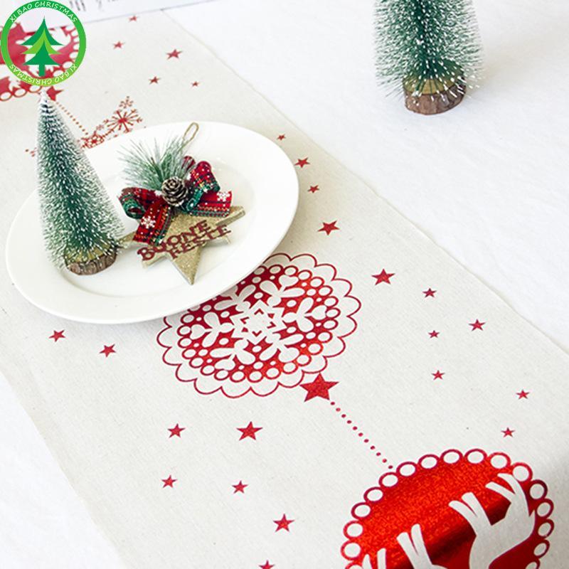 MOQ:4 PCS Christmas cotton and linen printed tablecloth decorations wholesale