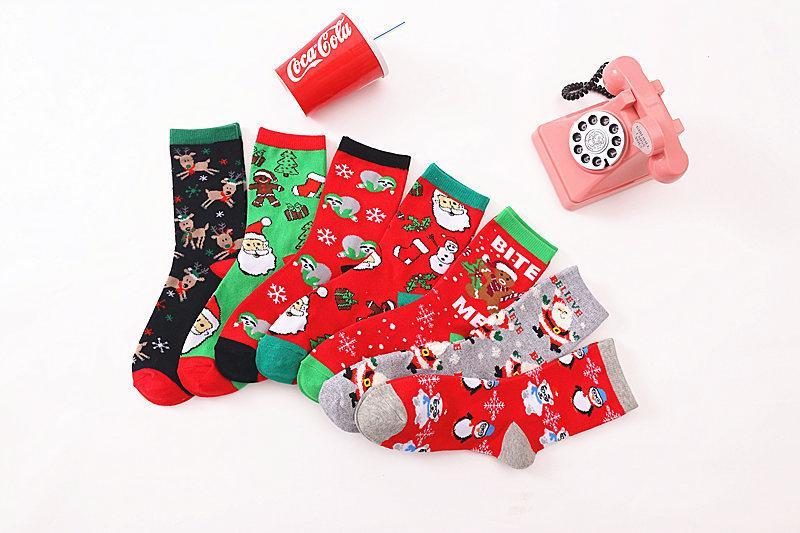 20PCS Random color Christmas cotton medium tube socks wholesale