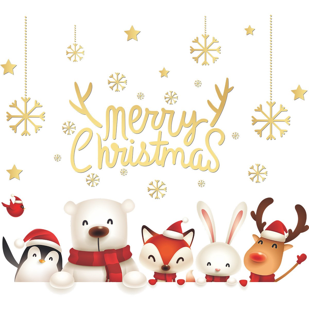 MOQ:6sets Christmas bear and animal decoration wall stickers wholesale