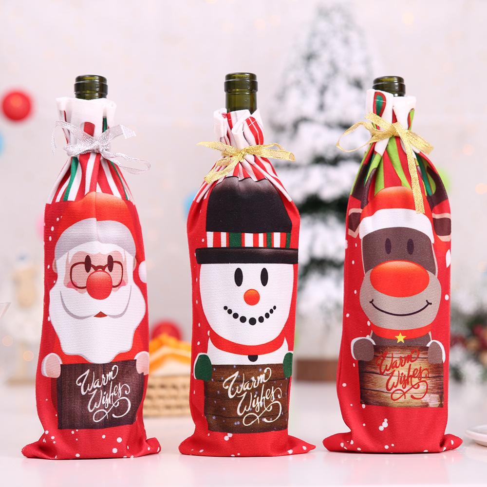 MOQ: 6PCS Christmas decoration wine bottle cover wholesale