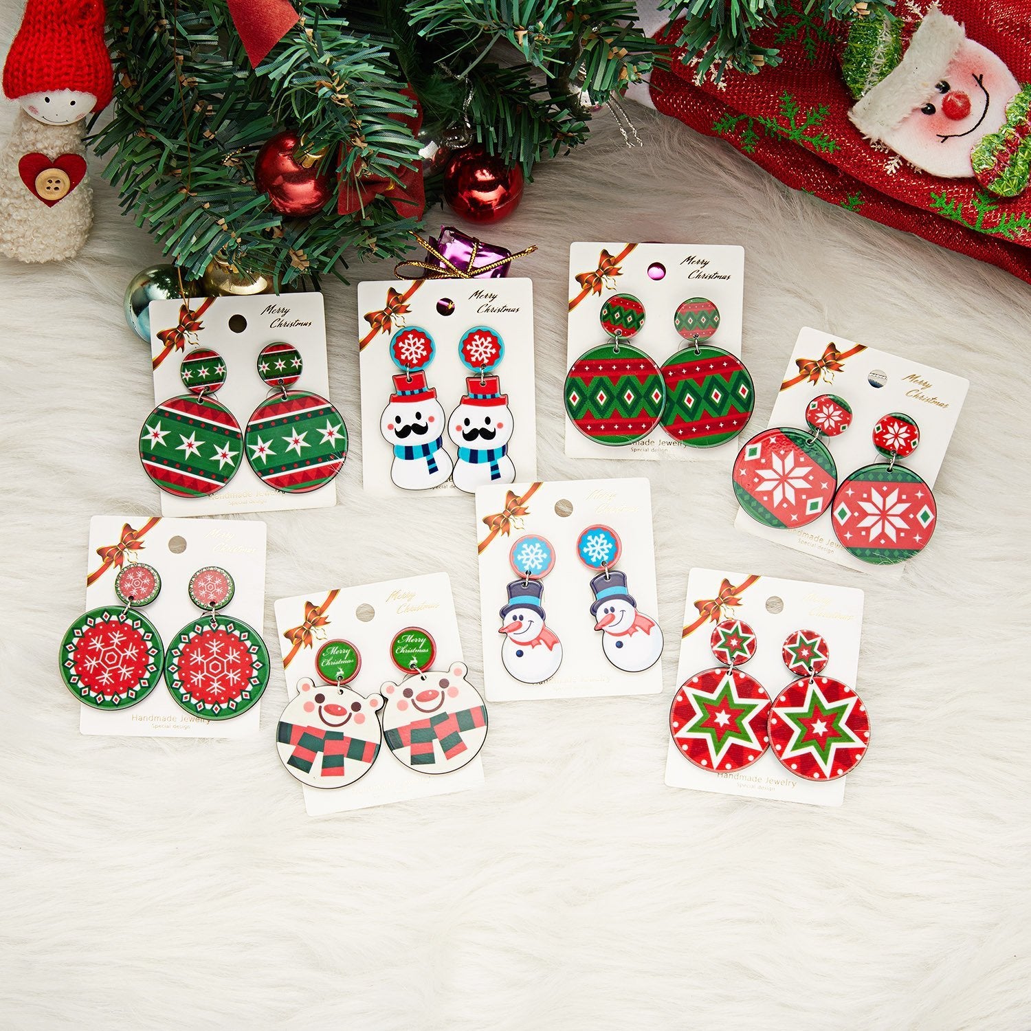 MOQ 8Pairs Christmas resin earrings wholesale