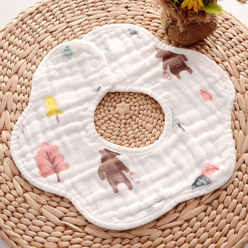 MOQ 12PCS  8-layer cotton bib petal saliva towel Wholesale