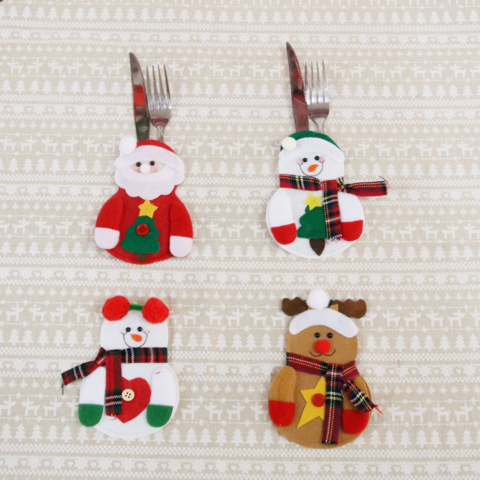 3SETS+ Christmas decorations knife and fork sets Santa Snowman deer(4PCS) wholesale