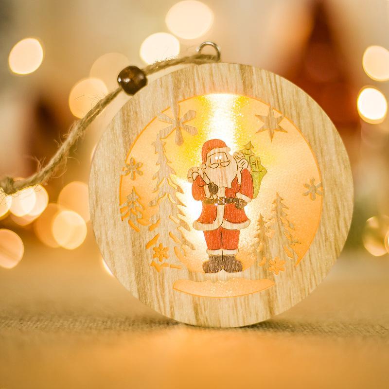 MOQ:10PCS Christmas wooden creative lighting pendant wholesale