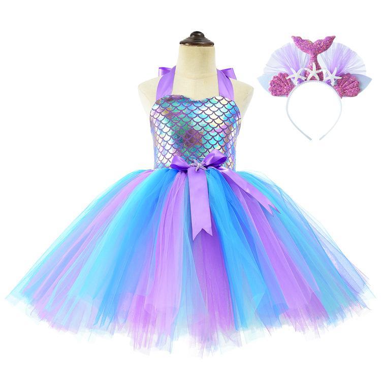 Amazon mermaid dress halloween tutu costume princess dance dress Wholesale