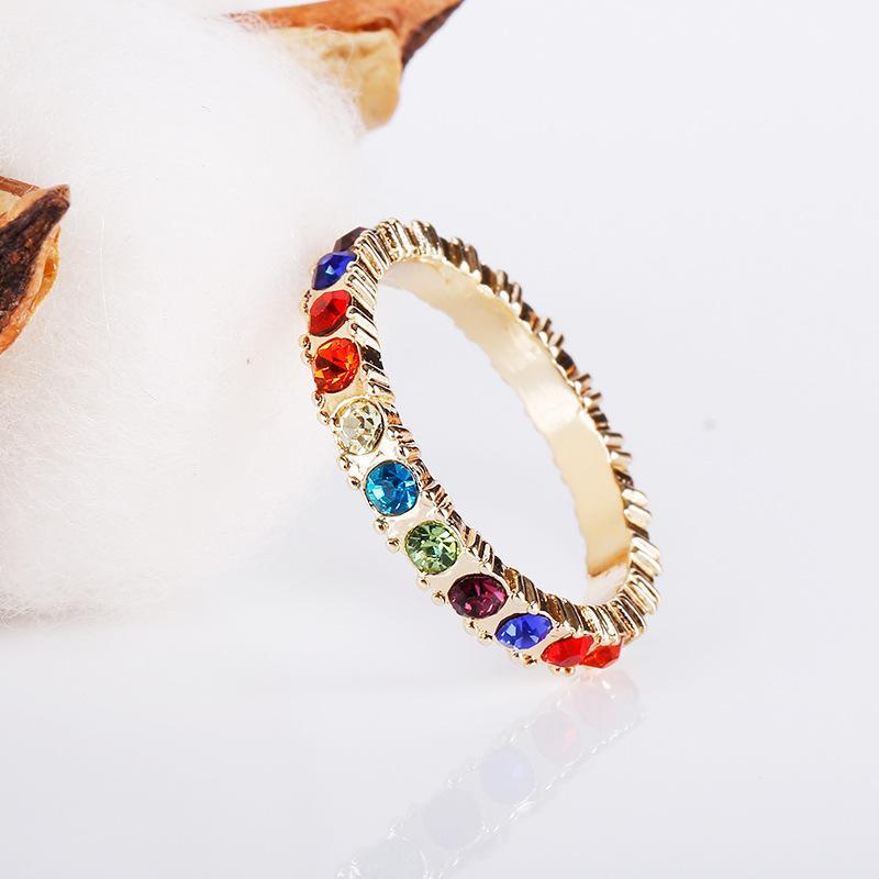 MOQ 6PCS Color artificial alloy diamond ring finger ring Wholesale