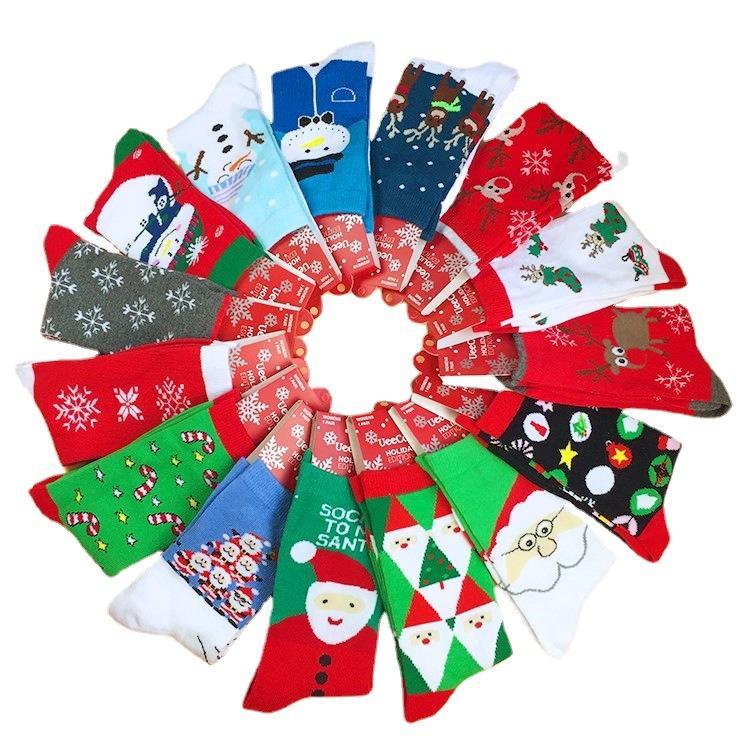 20PCS Random colo Christmas cotton cute men's and women's tube socks wholesale