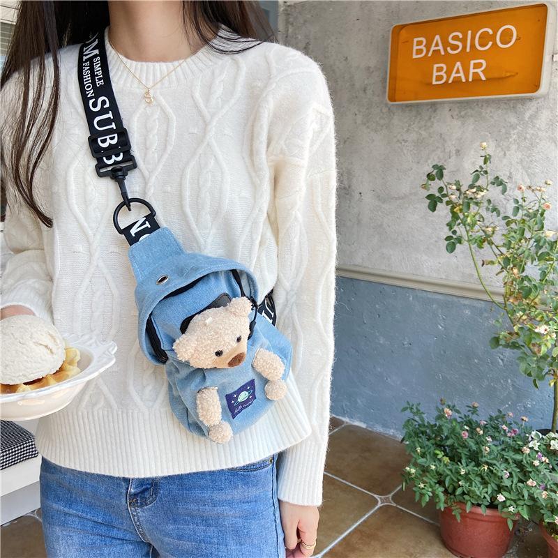 MOQ 4PCS Cartoon doll accessories denim small satchel Wholesale