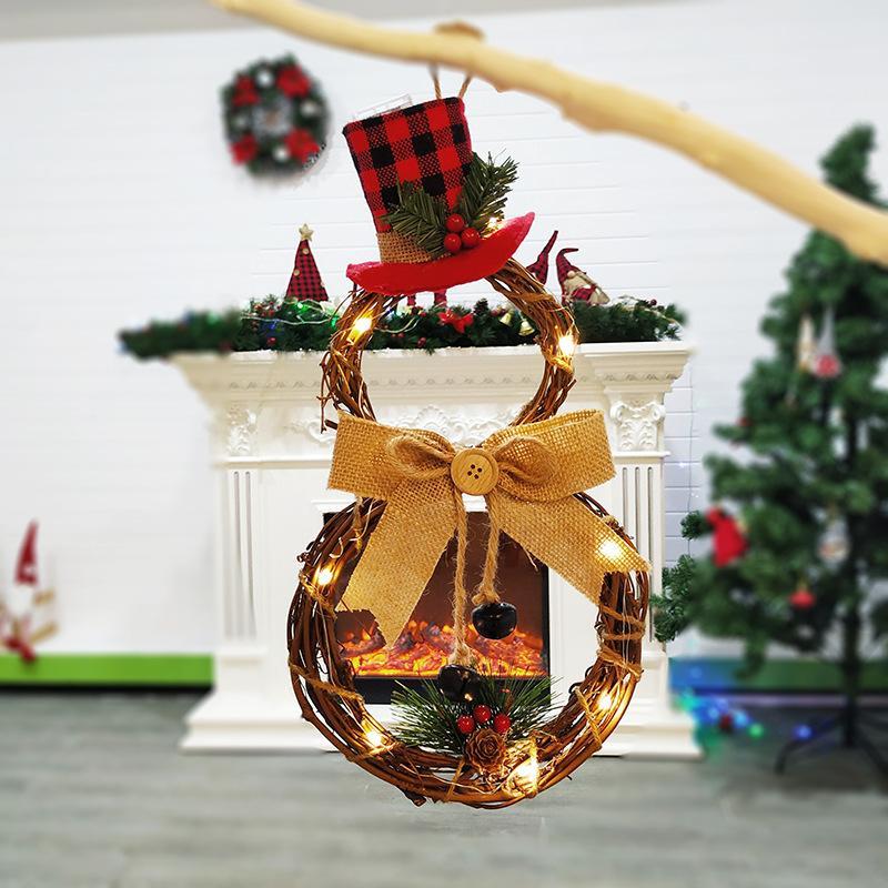 MOQ 2PCS Christmas ornaments home shopping mall Christmas ornaments led Snowman Christmas Wreath Wholesale