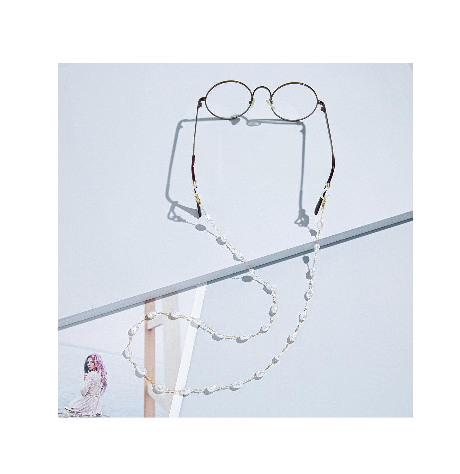 5PCS+  Artificial pearl glasses mask chain wholesale