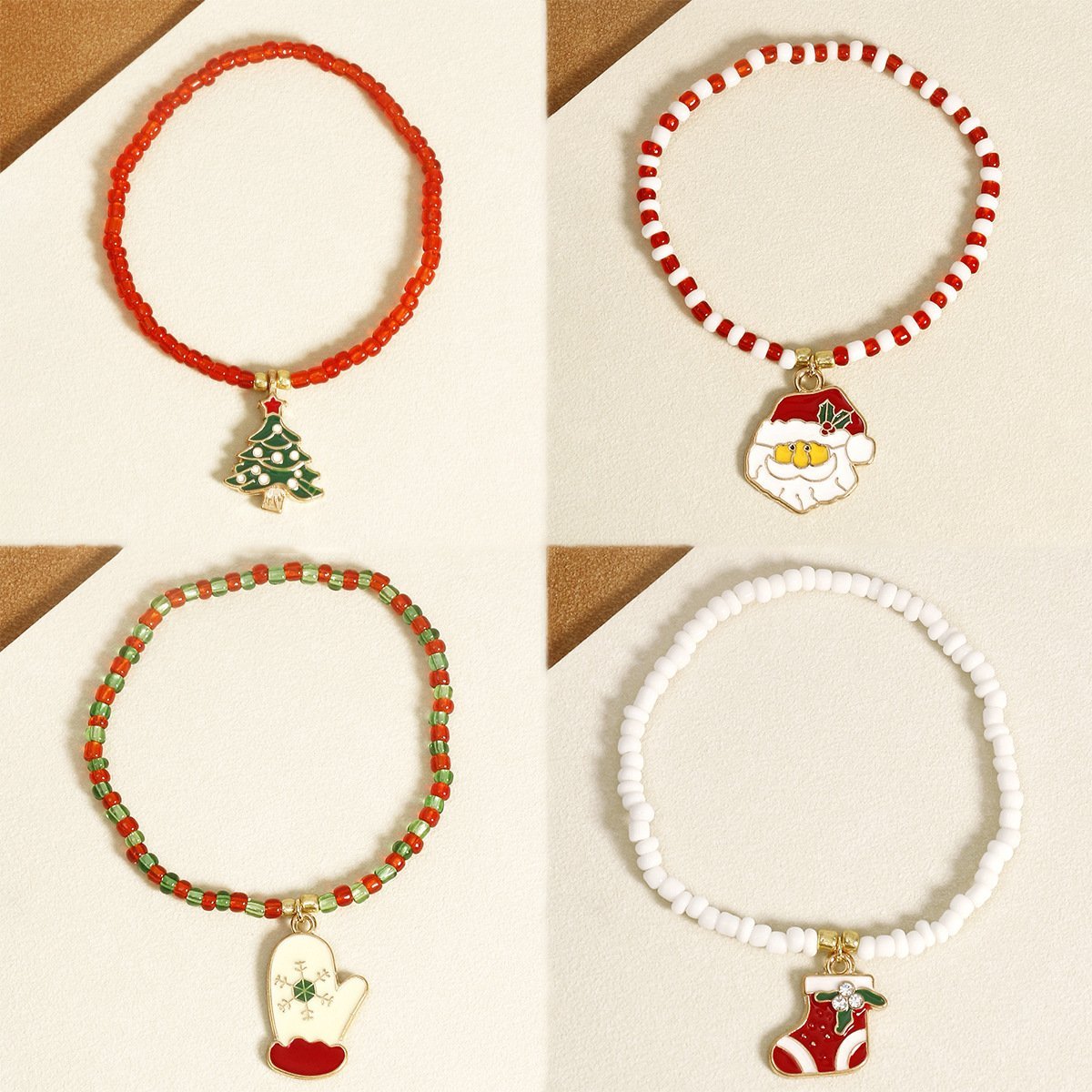 MOQ:6PCS Christmas beaded pendant bracelet jewelry wholesale