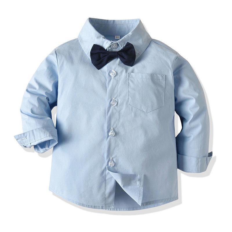 Four-piece suit jacket & long-sleeved cotton shirt & bow tie & overalls wholesale