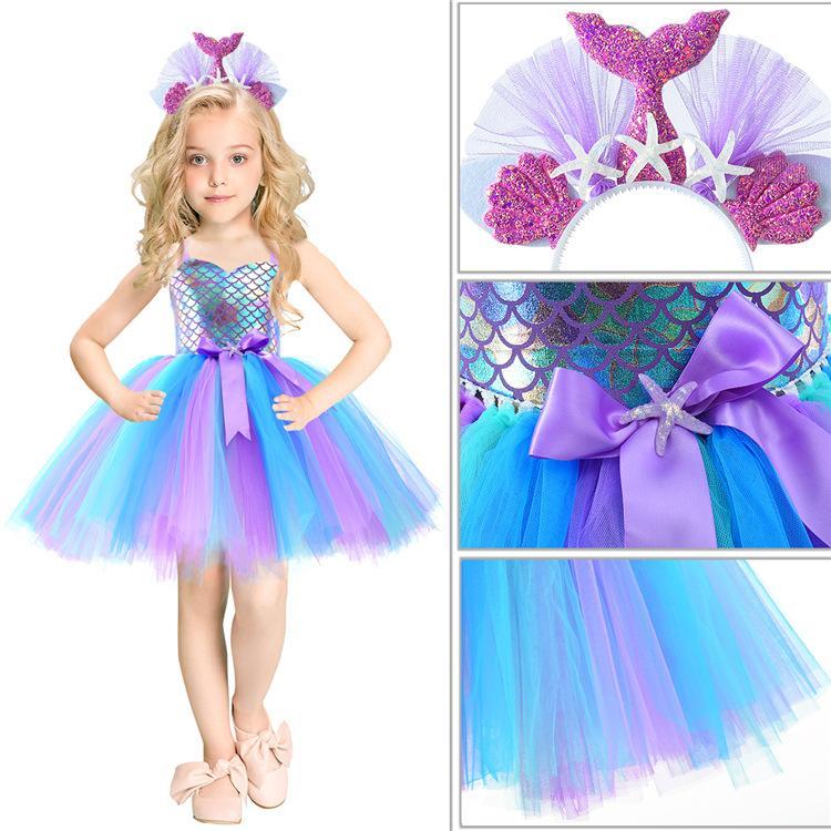 Amazon mermaid dress halloween tutu costume princess dance dress Wholesale