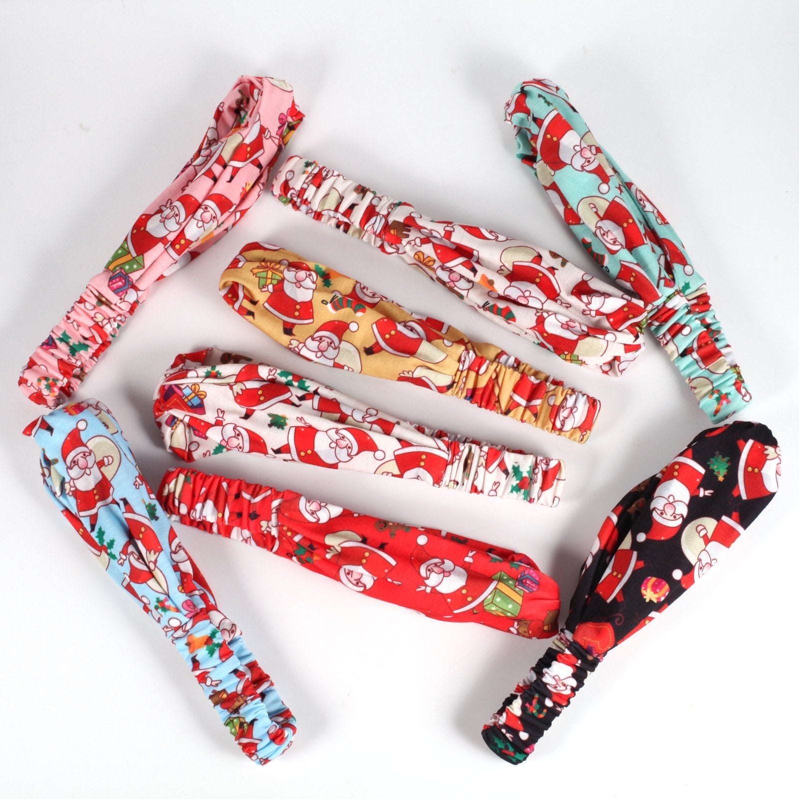 MOQ:8pcs Christmas Santa Claus Print Hair Band Wholesale