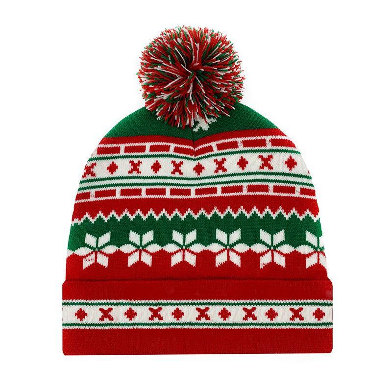 Knitted Christmas hat hanging ball flanging Christmas scarf set wholesale