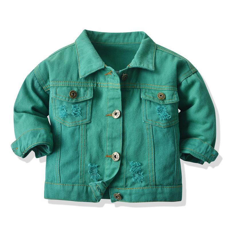 Candy color cotton fashion long-sleeved short denim jacket wholesale