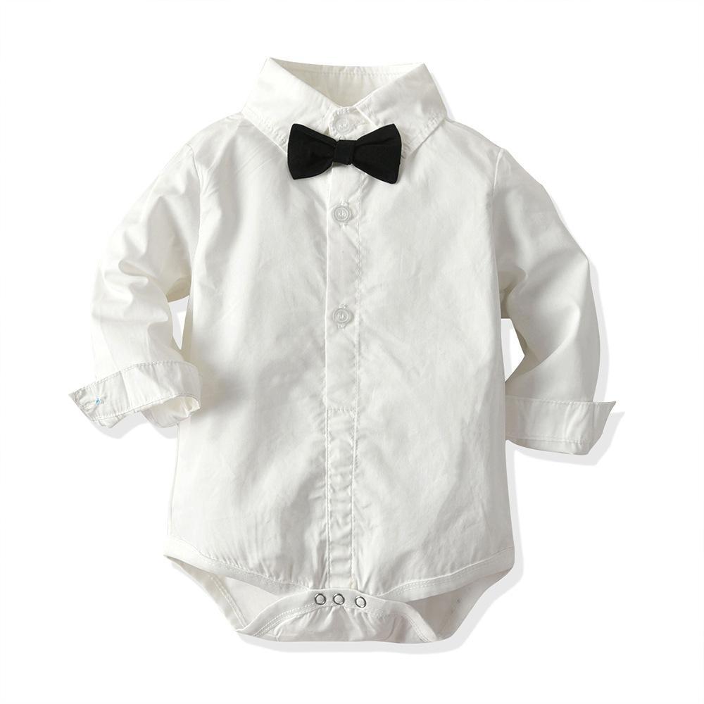 Baby White long-sleeved romper & vest & trousers three-piece wholesale