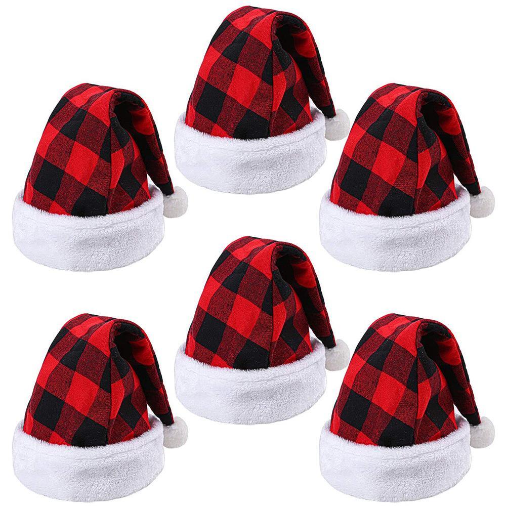 8PCS+  Christmas hat Plaid adult size wholesale