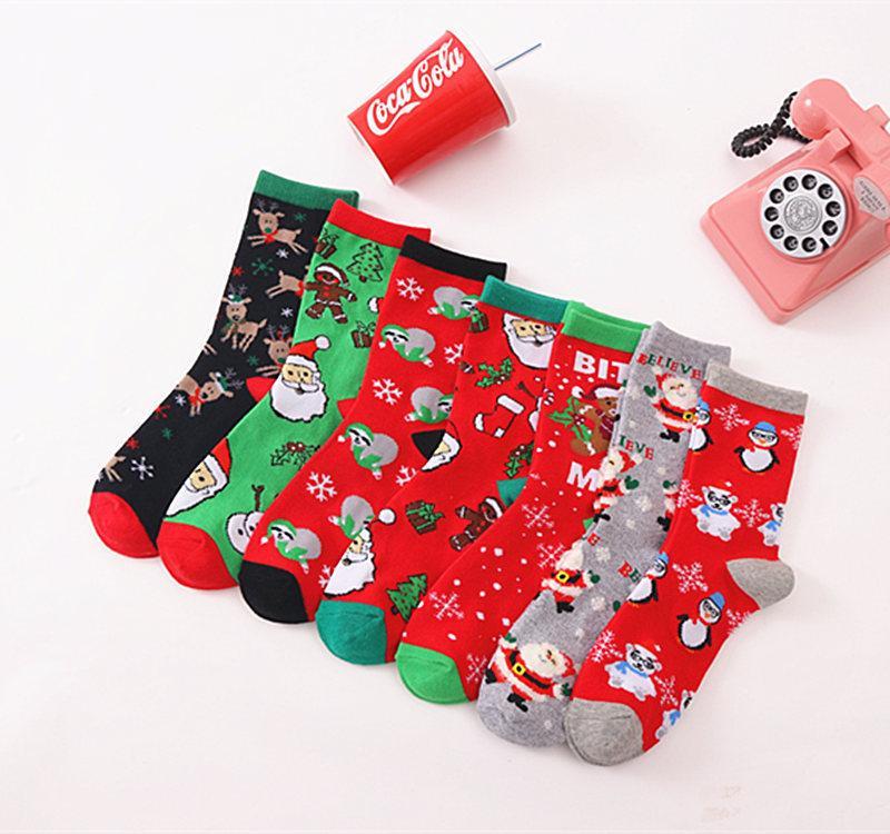 20PCS Random color Christmas cotton medium tube socks wholesale