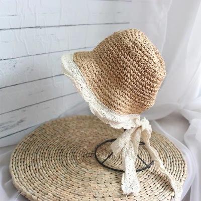 MOQ 4PCS Lace straw hat spring and summer thin style Parent-child wholesale