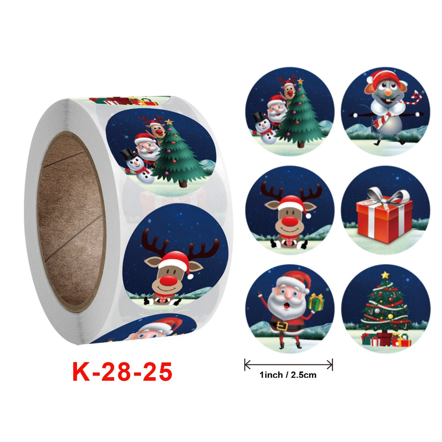 MOQ 10Volume Amazon new roll up sticker Christmas festival sticker label wholesale