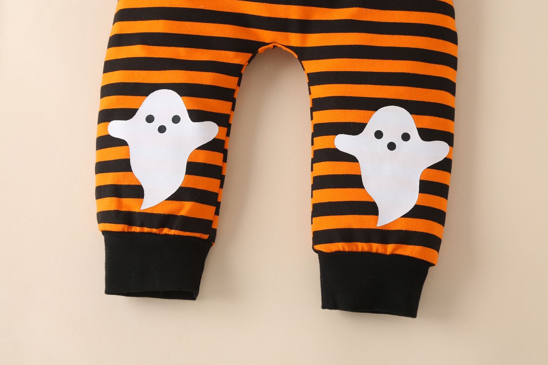 Halloween print long sleeve one-piece and pants and hat three-piece wholesale