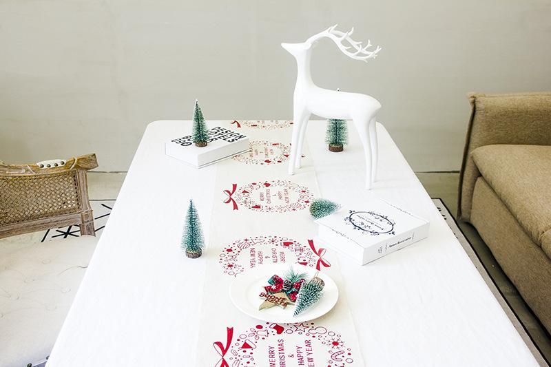 MOQ:4 PCS Christmas cotton and linen printed tablecloth decorations wholesale