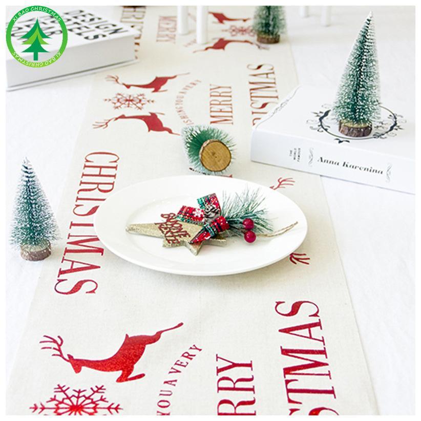 MOQ:4 PCS Christmas cotton and linen printed tablecloth decorations wholesale