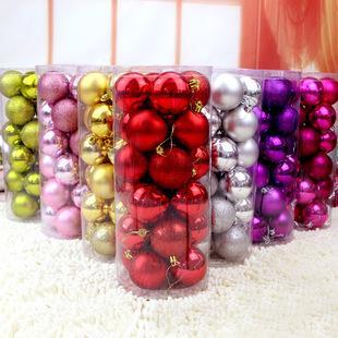 MOQ 10Packs  3cm Christmas ball 24pcs / barrel Christmas Tree Decoration pendant wholesale