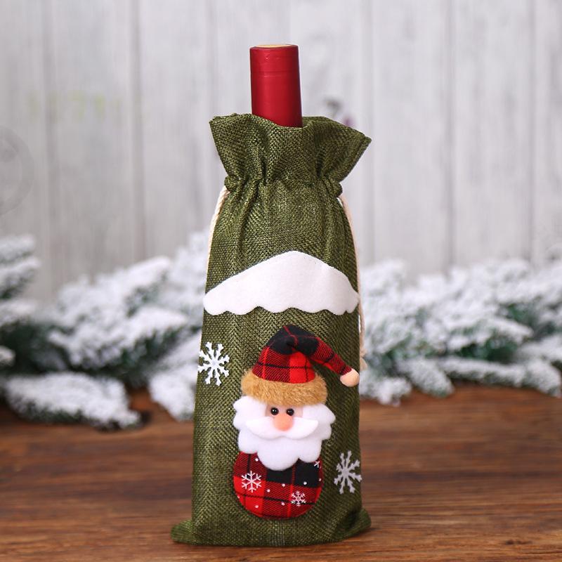 MOQ:8PCS Christmas decoration linen Wine Cover Wholesale