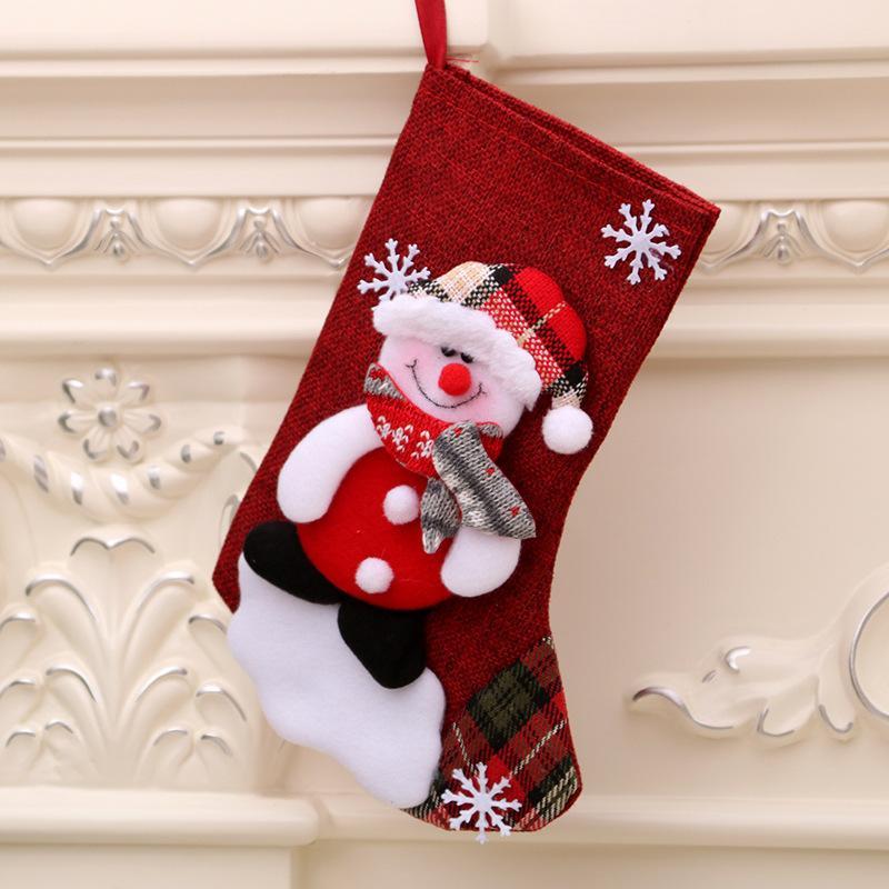 MOQ 4PCS Christmas socks, Christmas decorations, Christmas gift bags, medium linen wholesale