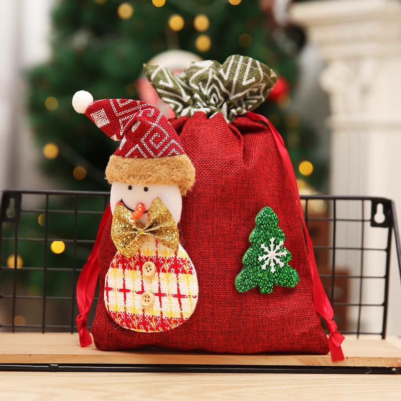 MOQ 6PCS Christmas decoration children's Linen bunches candy biscuit gift bags wholesale