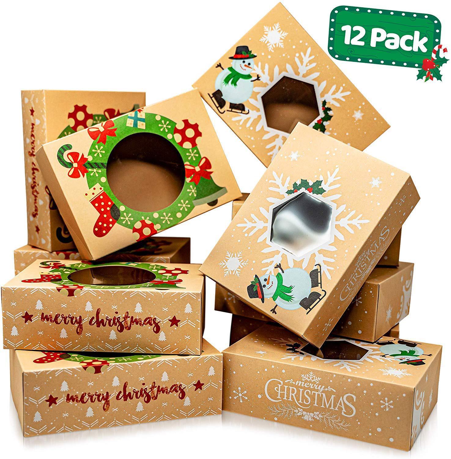 1200PCS+ Christmas cowhide carton gift packaging bakery cowhide carton creative gift box wholesale