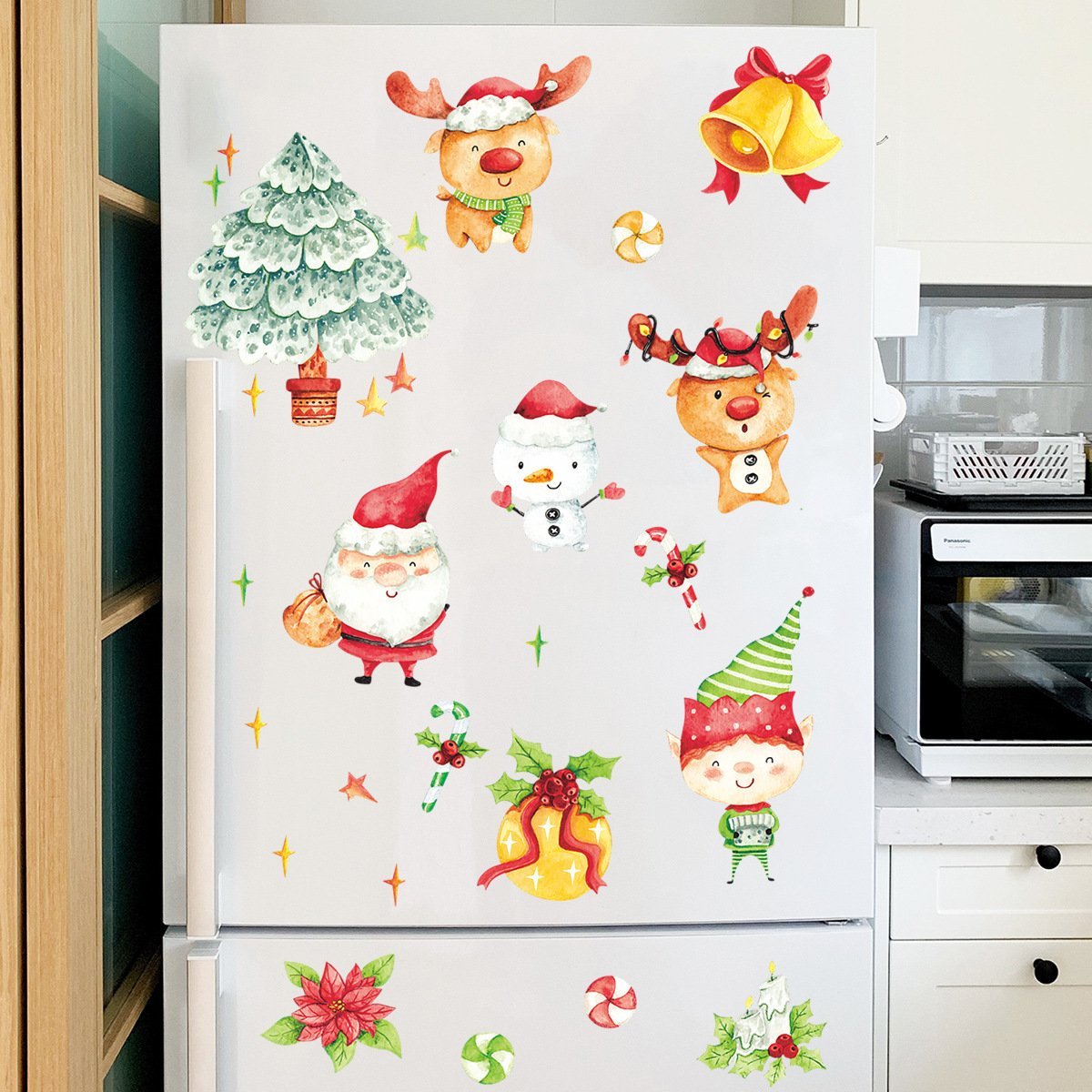 MOQ:3packs Cartoon painted Christmas decoration wall stickers wholesale