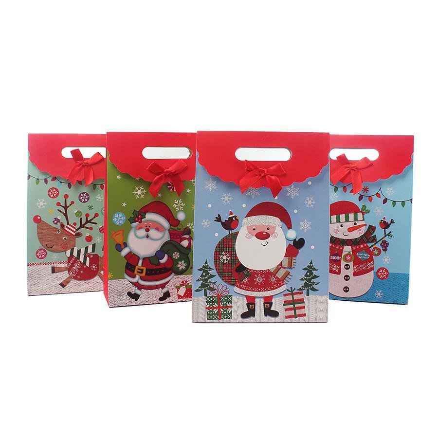 MOQ 10PCS Random color Christmas gift portable paper bag wholesale