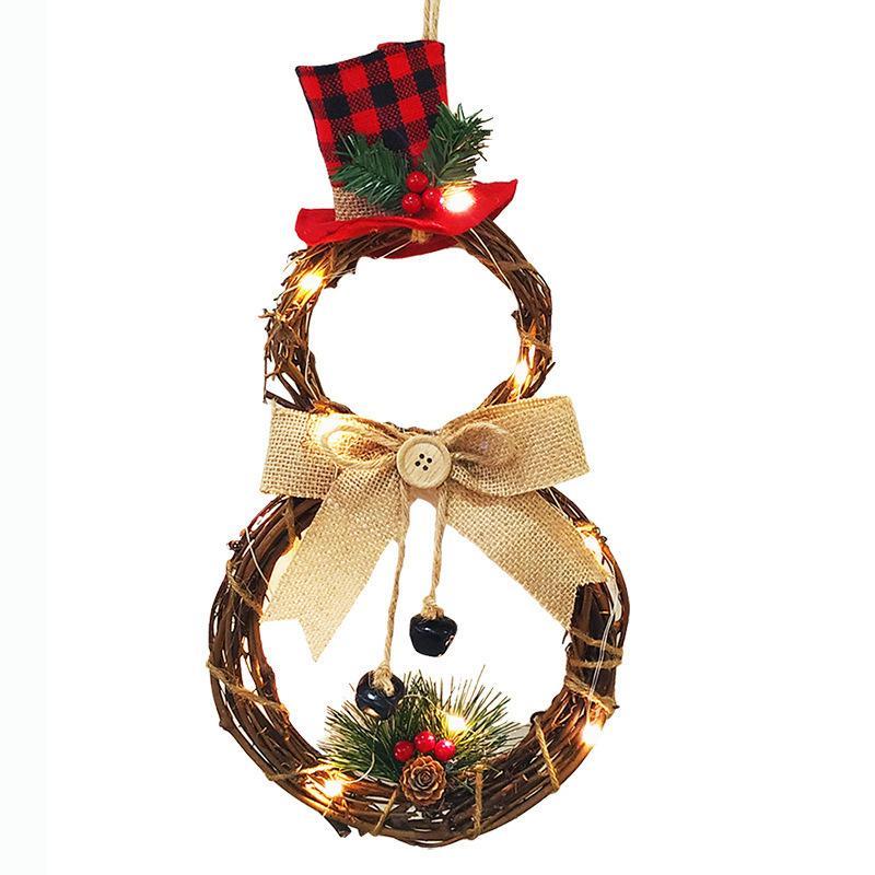 MOQ 2PCS Christmas ornaments home shopping mall Christmas ornaments led Snowman Christmas Wreath Wholesale