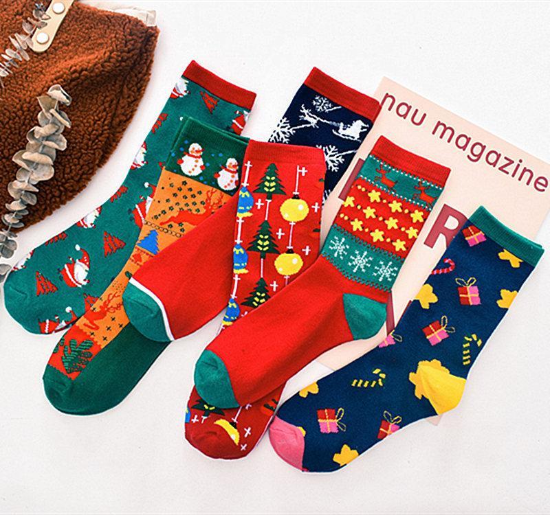 20PCS Random color Christmas cotton medium tube socks wholesale