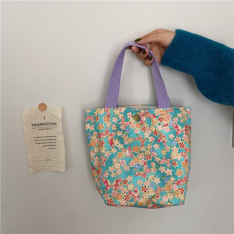 MOQ 6PCS  Flower Print Satchel Bag Canvas bag Wholesale