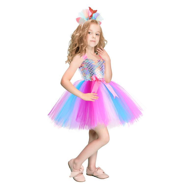 Amazon mermaid dress halloween tutu costume princess dance dress Wholesale