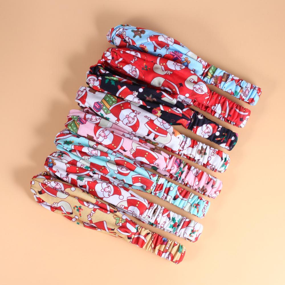 MOQ:8pcs Christmas Santa Claus Print Hair Band Wholesale