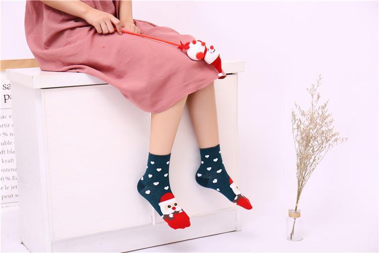 MOQ 10 pairs/2groups Christmas Heart Print Crew Socks Wholesale