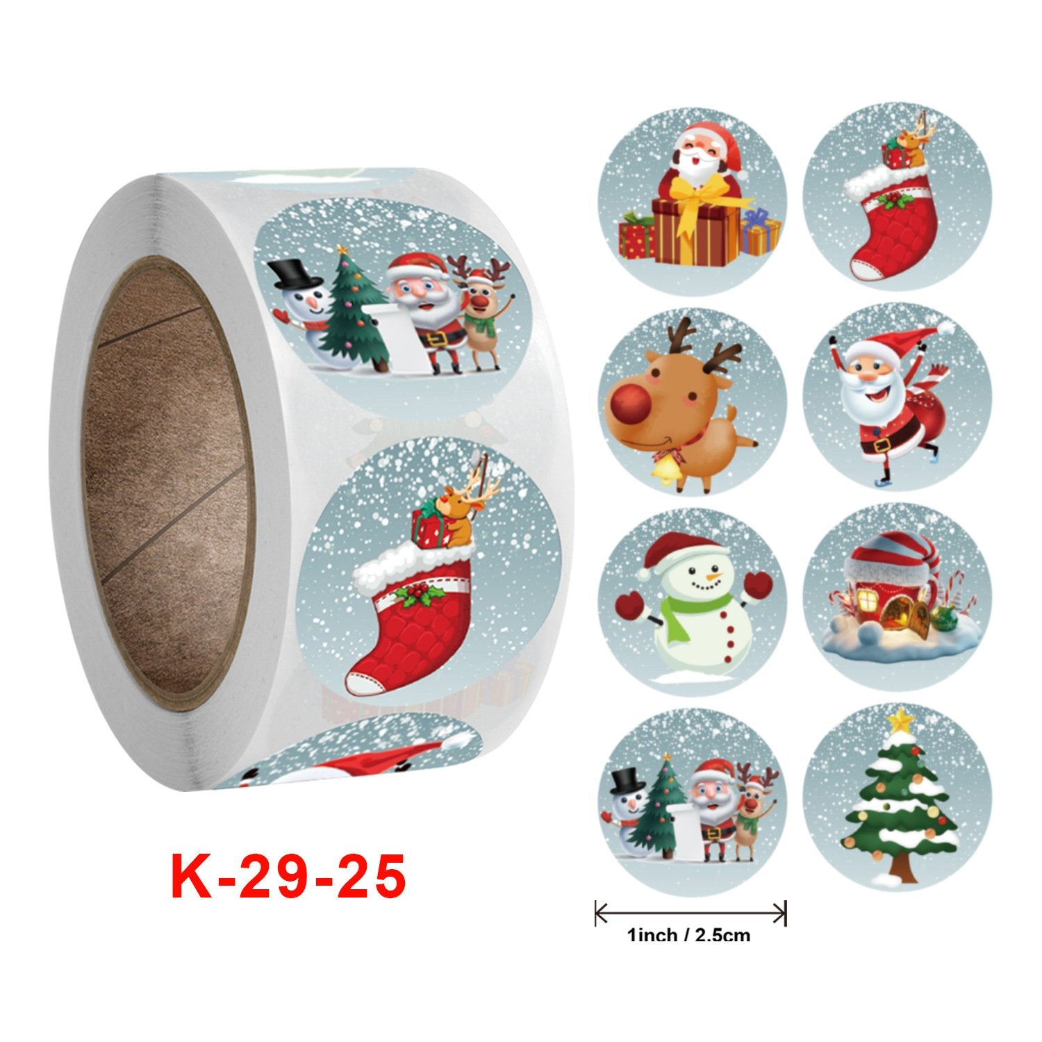 MOQ 10Volume Amazon new roll up sticker Christmas festival sticker label wholesale