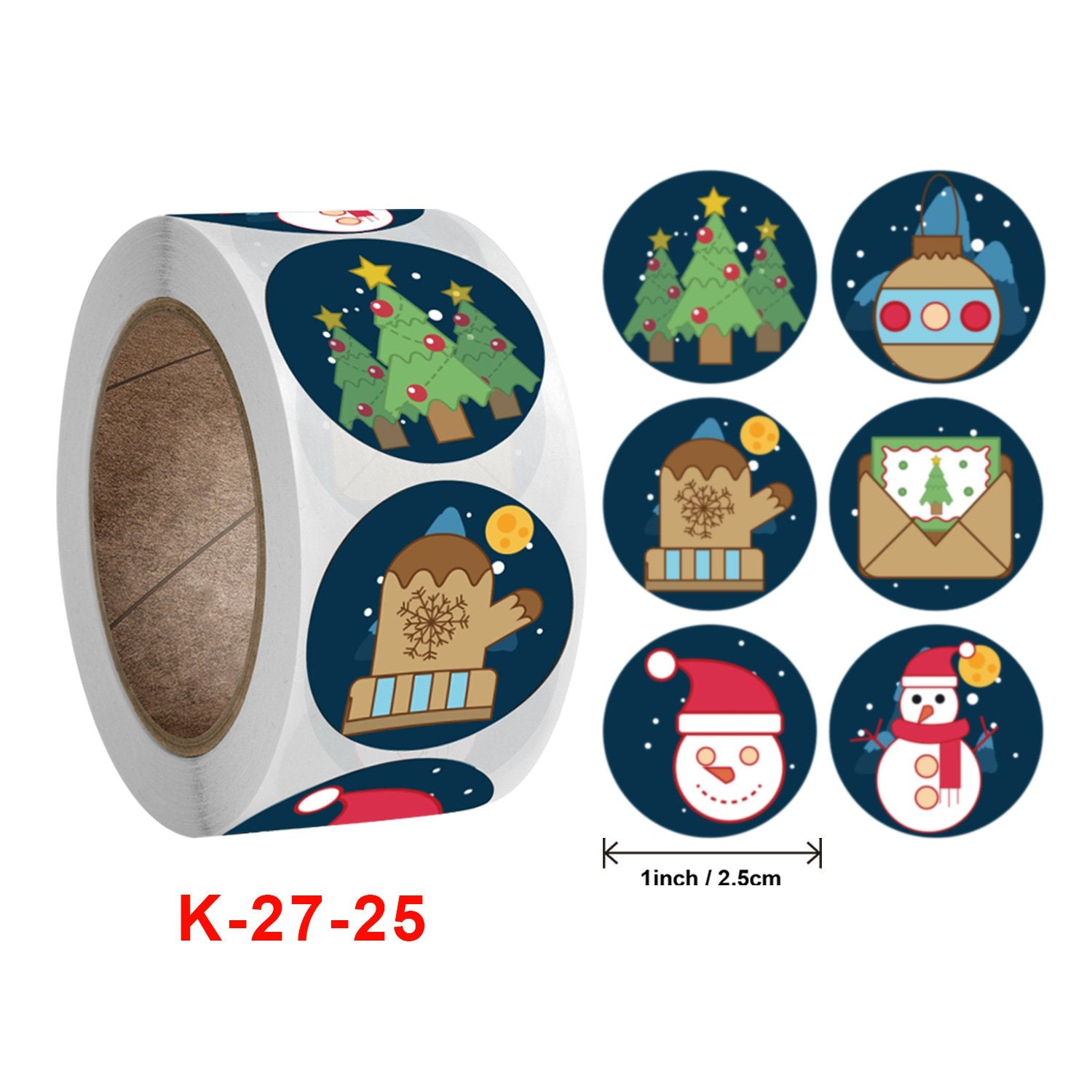 MOQ 10Volume Amazon new roll up sticker Christmas festival sticker label wholesale