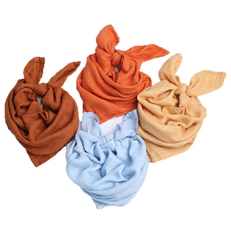 MOQ 10PCS Bamboo cotton bamboo fiber dyed gauze saliva towel triangle scarf Wholesale