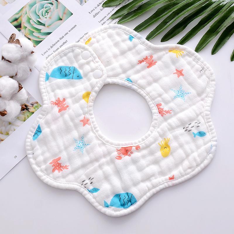 MOQ 12PCS  8-layer cotton bib petal saliva towel Wholesale