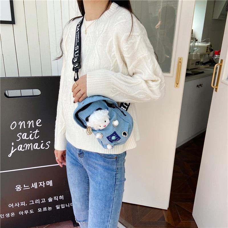 MOQ 4PCS Cartoon doll accessories denim small satchel Wholesale