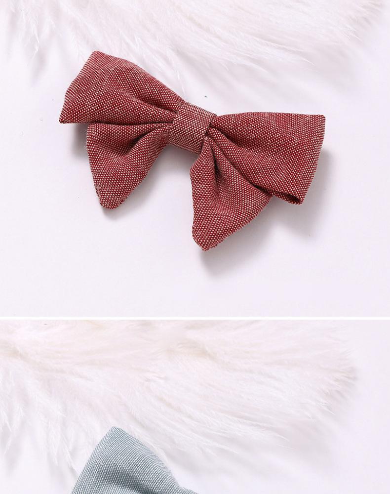MOQ 9PCS Pure color cotton and linen bowknot clip wholesale