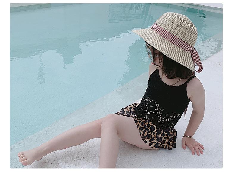 Girls Leopard Bikini Princess Skirt Swimwear Children's  One-piece Swimsuit