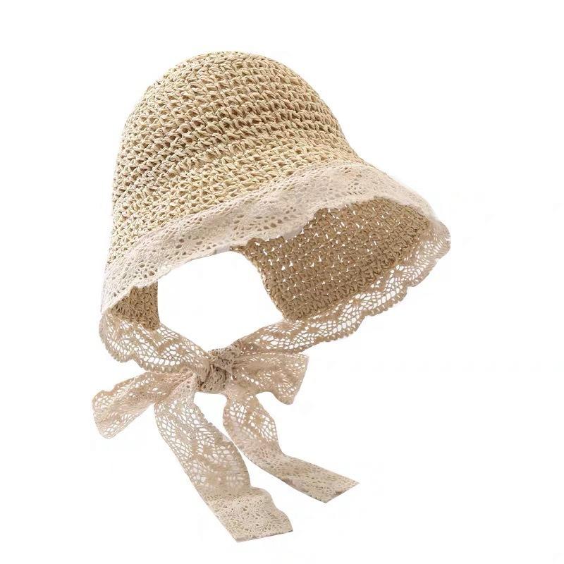 MOQ 4PCS Lace straw hat spring and summer thin style Parent-child wholesale